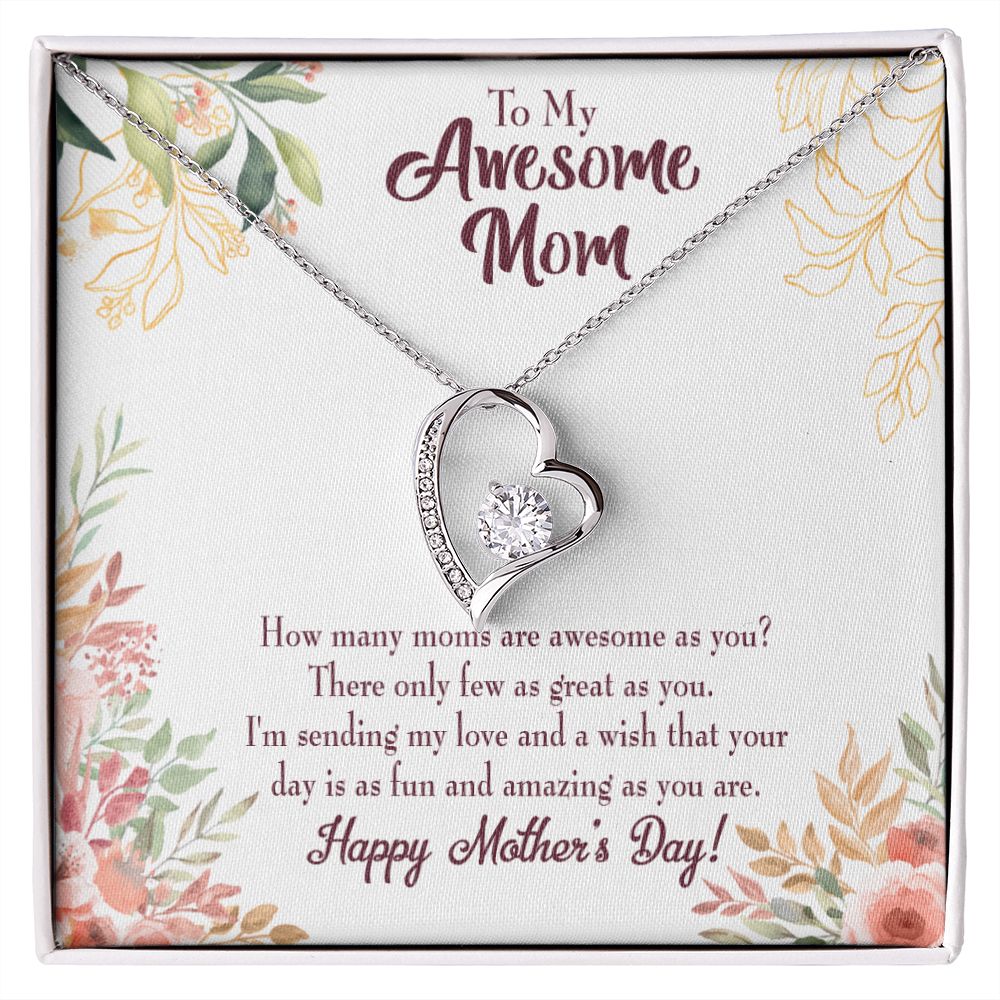 To Mom Awesome Mom Forever Necklace w Message Card-Express Your Love Gifts