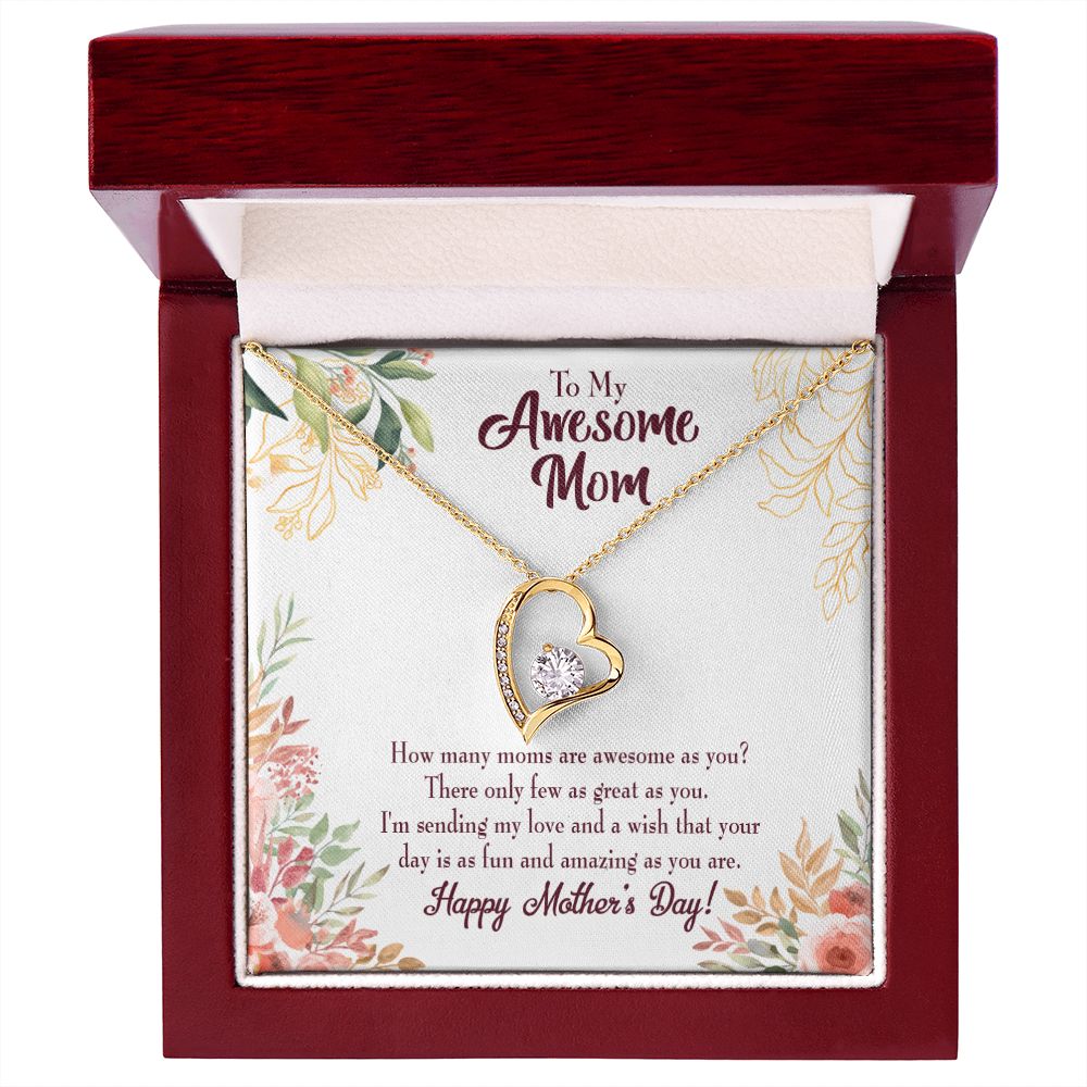 To Mom Awesome Mom Forever Necklace w Message Card-Express Your Love Gifts