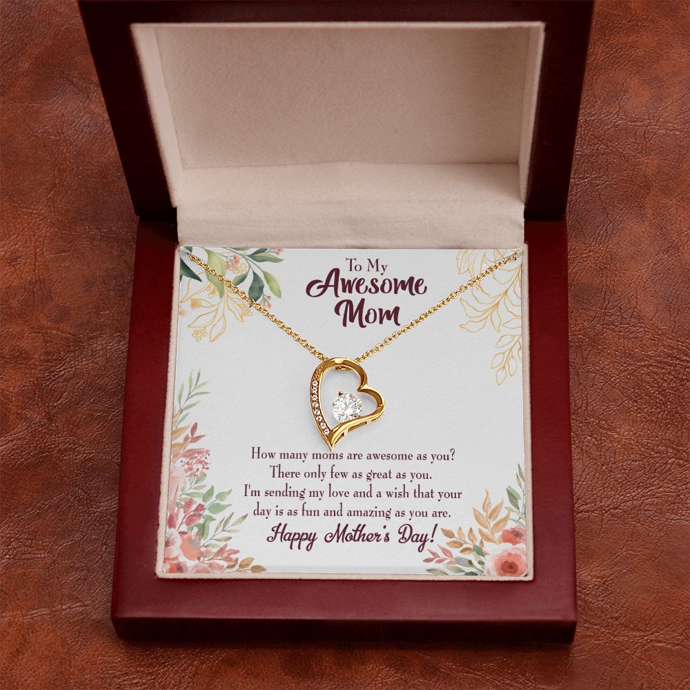 To Mom Awesome Mom Forever Necklace w Message Card-Express Your Love Gifts