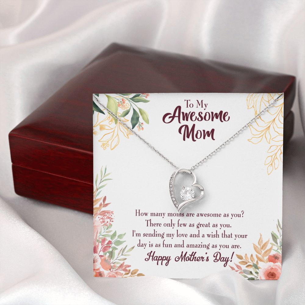 To Mom Awesome Mom Forever Necklace w Message Card-Express Your Love Gifts