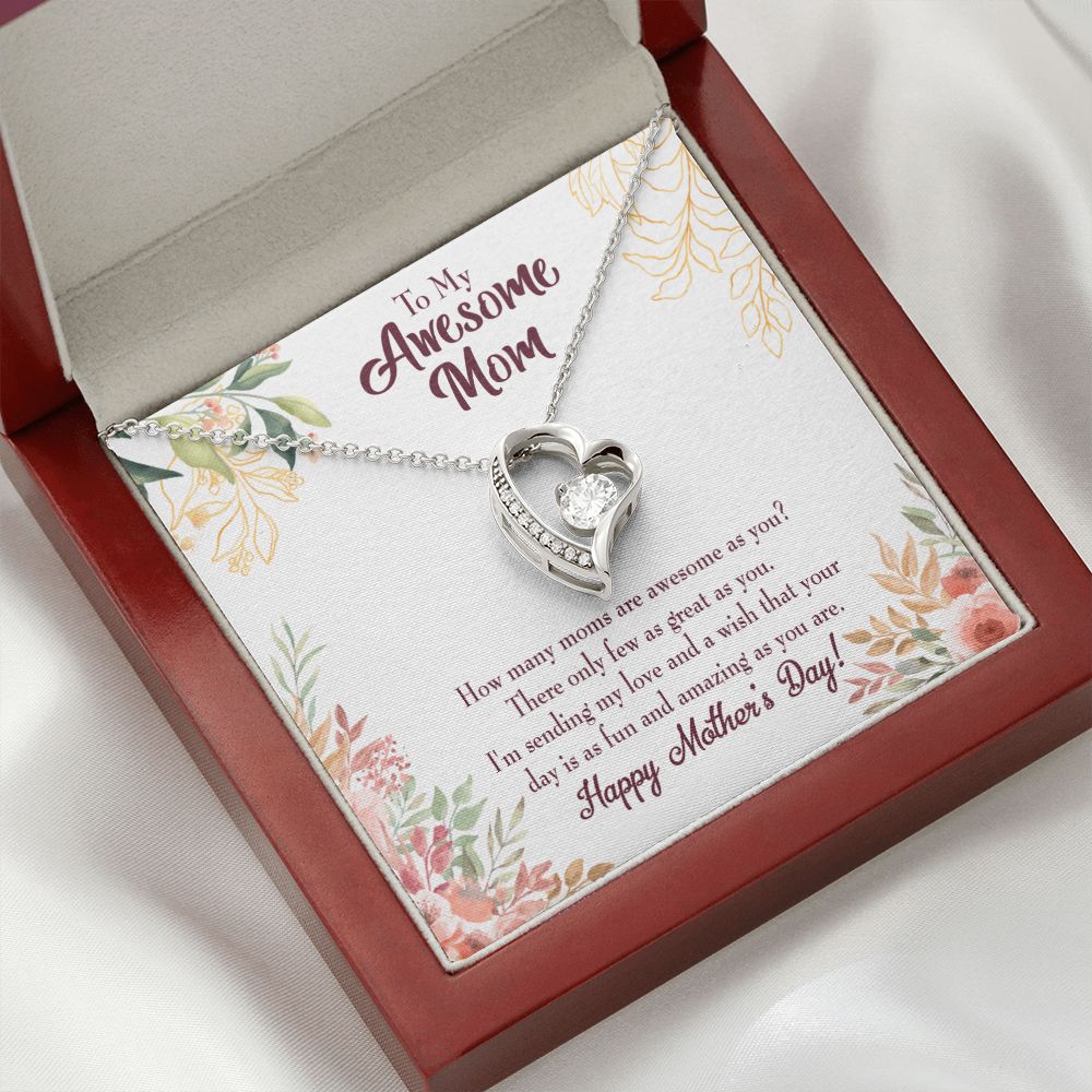 To Mom Awesome Mom Forever Necklace w Message Card-Express Your Love Gifts