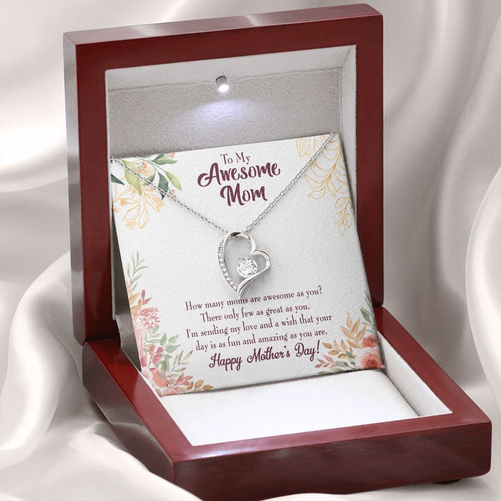 To Mom Awesome Mom Forever Necklace w Message Card-Express Your Love Gifts