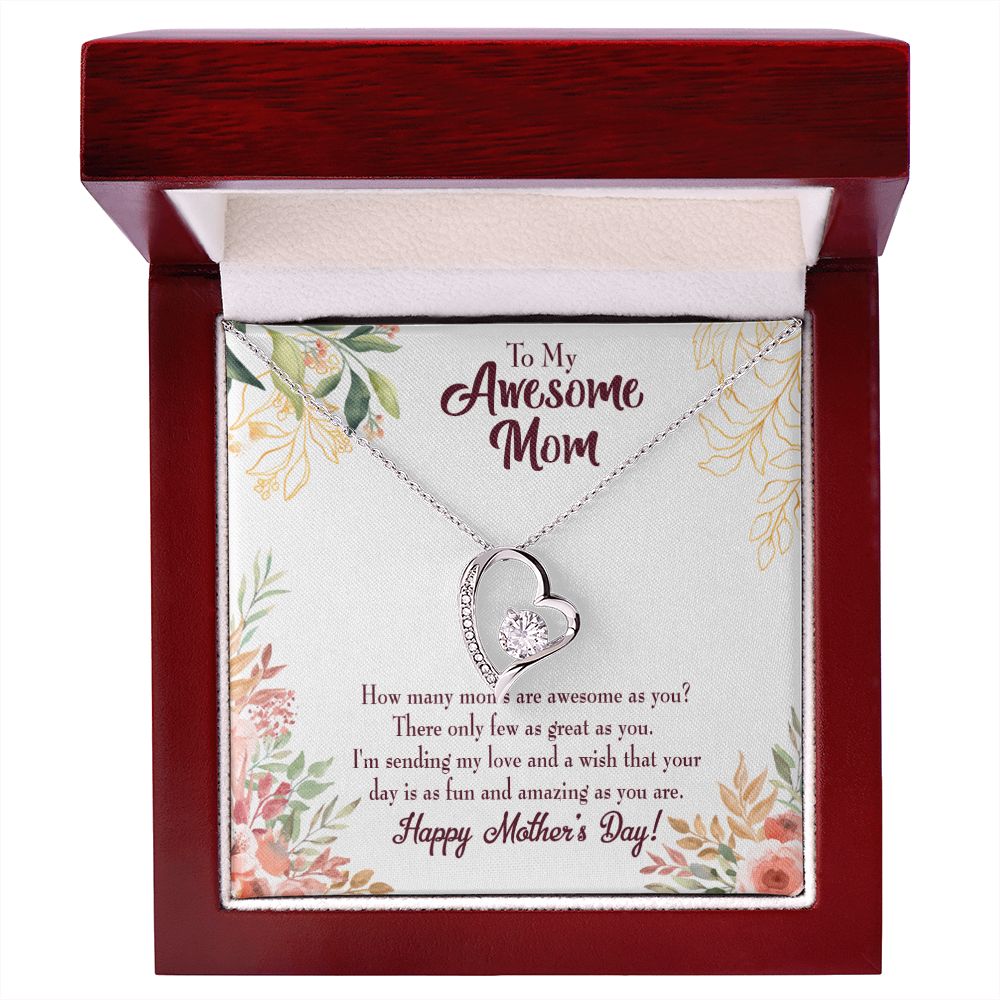 To Mom Awesome Mom Forever Necklace w Message Card-Express Your Love Gifts