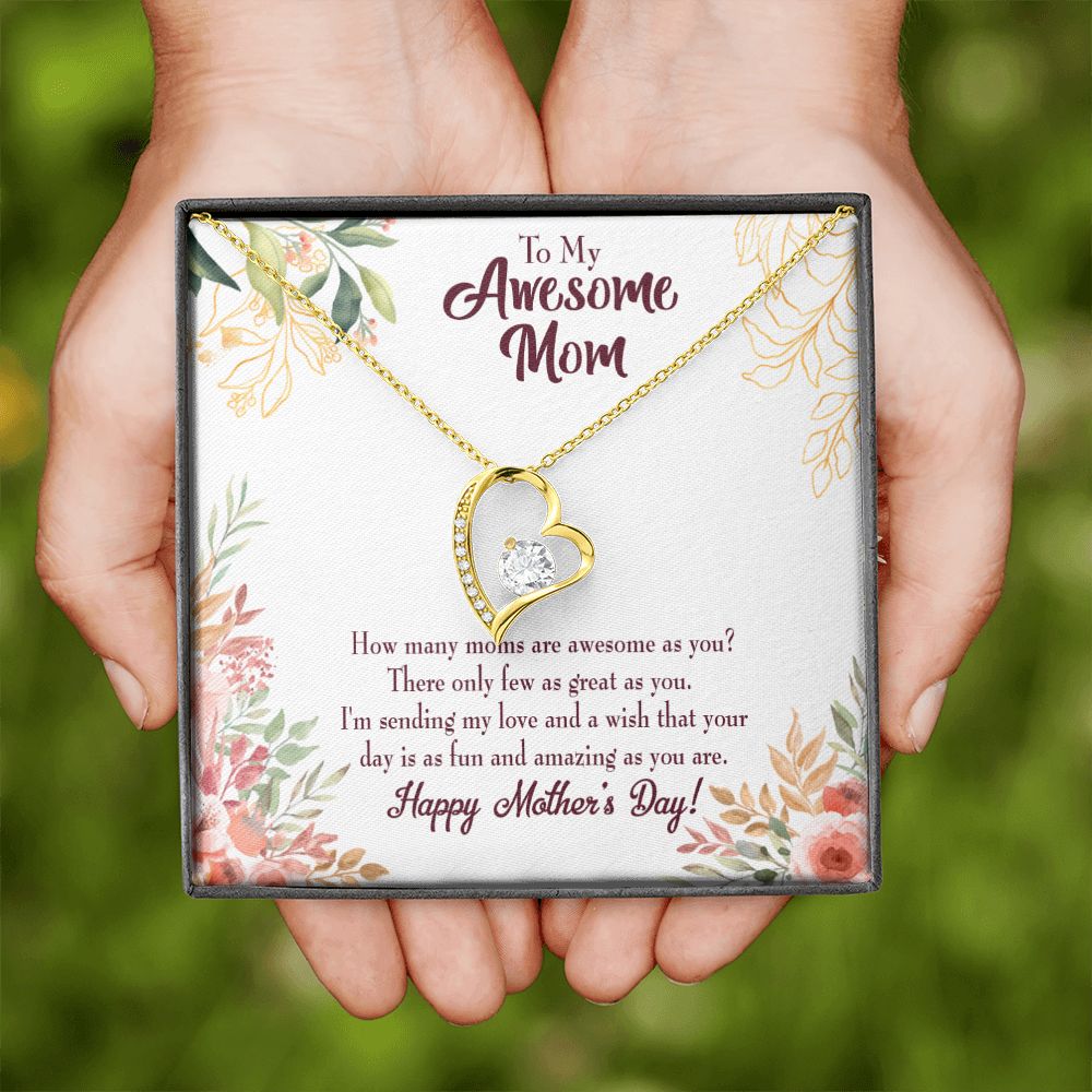 To Mom Awesome Mom Forever Necklace w Message Card-Express Your Love Gifts