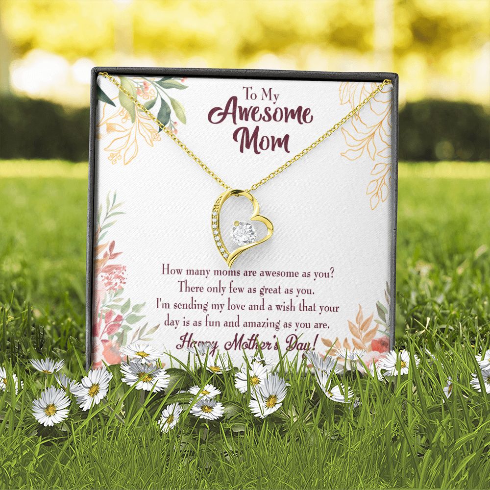 To Mom Awesome Mom Forever Necklace w Message Card-Express Your Love Gifts