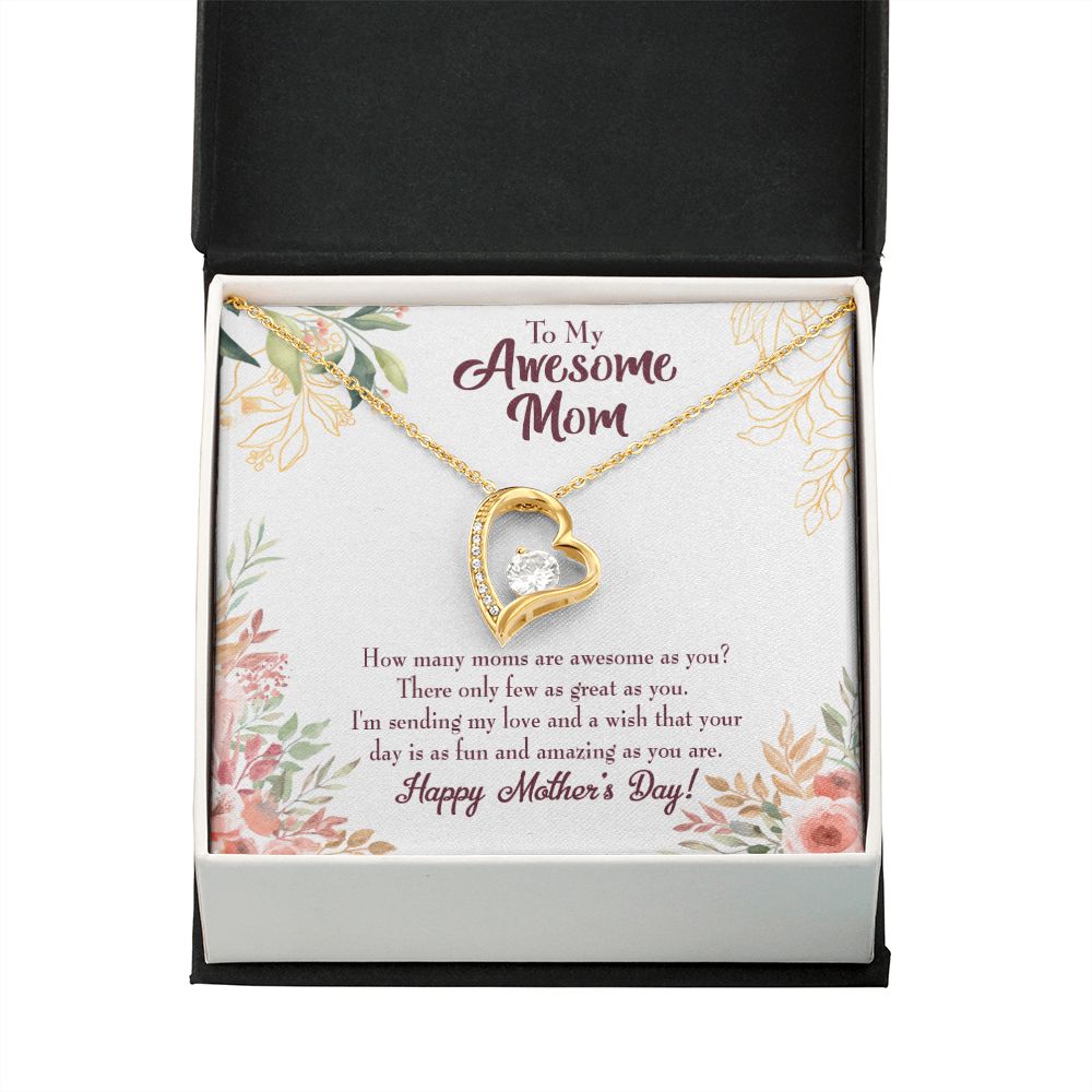 To Mom Awesome Mom Forever Necklace w Message Card-Express Your Love Gifts