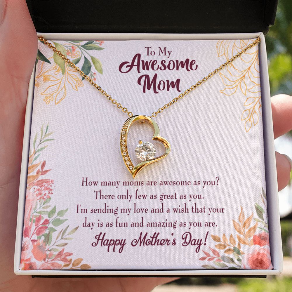 To Mom Awesome Mom Forever Necklace w Message Card-Express Your Love Gifts