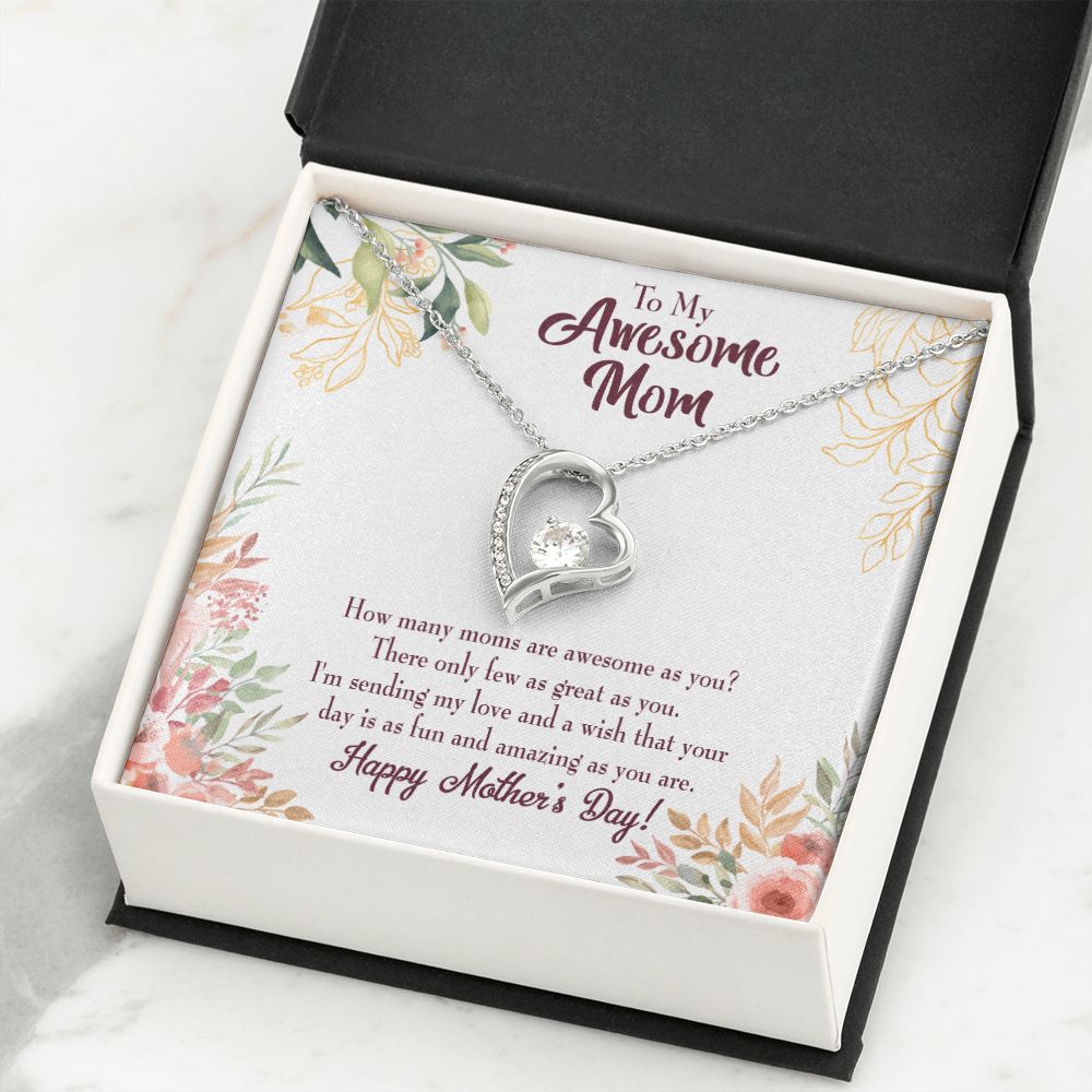 To Mom Awesome Mom Forever Necklace w Message Card-Express Your Love Gifts