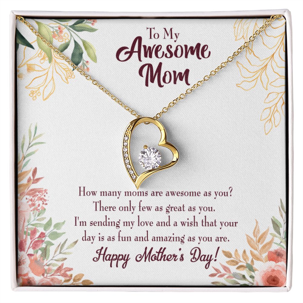 To Mom Awesome Mom Forever Necklace w Message Card-Express Your Love Gifts