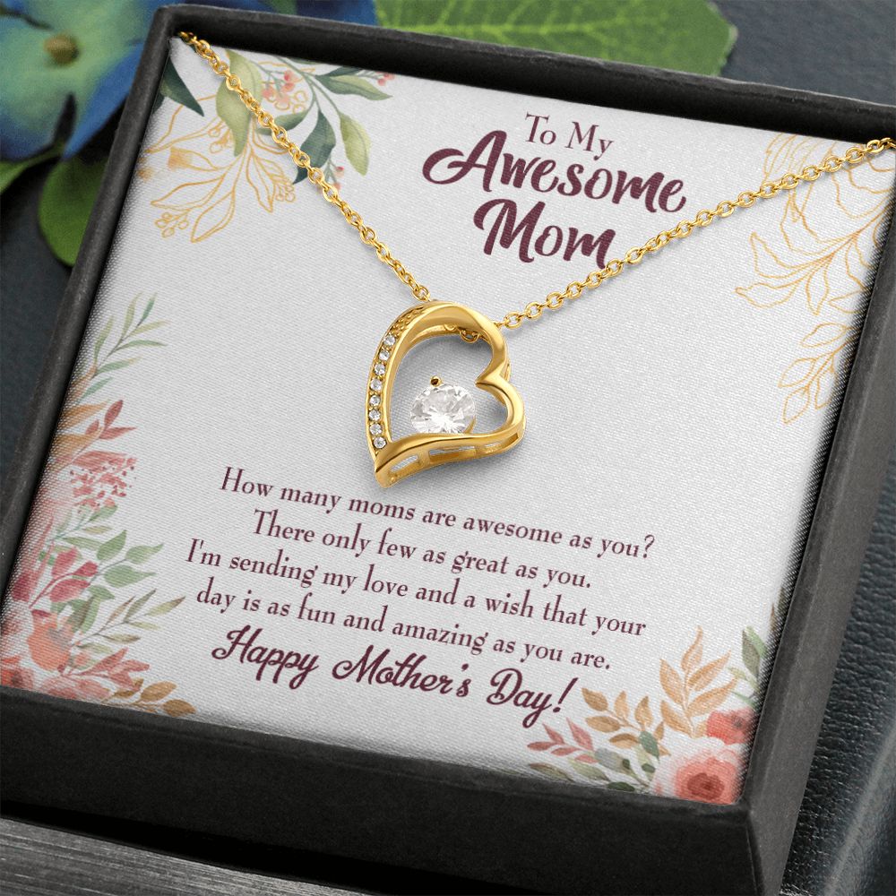 To Mom Awesome Mom Forever Necklace w Message Card-Express Your Love Gifts