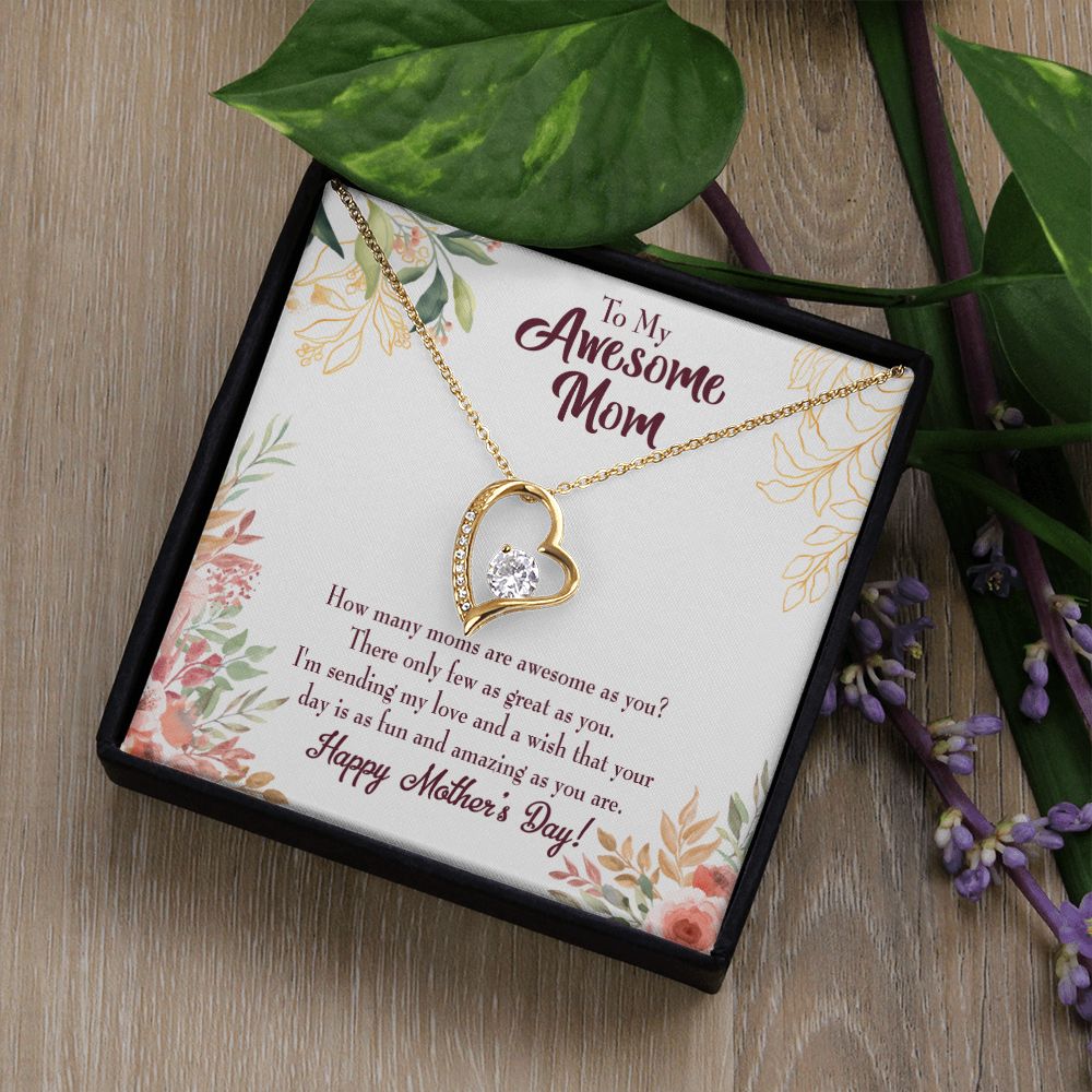 To Mom Awesome Mom Forever Necklace w Message Card-Express Your Love Gifts