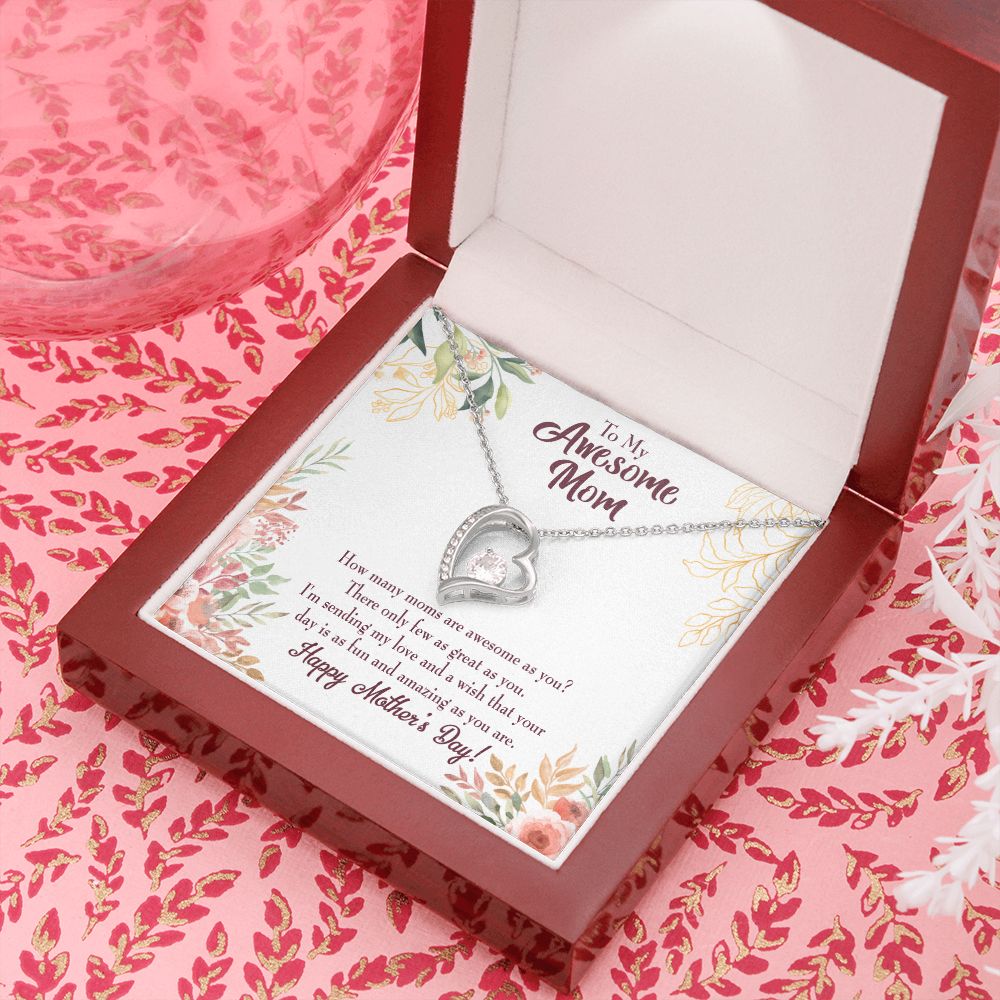 To Mom Awesome Mom Forever Necklace w Message Card-Express Your Love Gifts