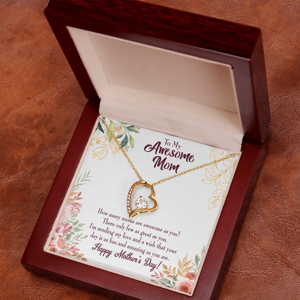 To Mom Awesome Mom Forever Necklace w Message Card-Express Your Love Gifts