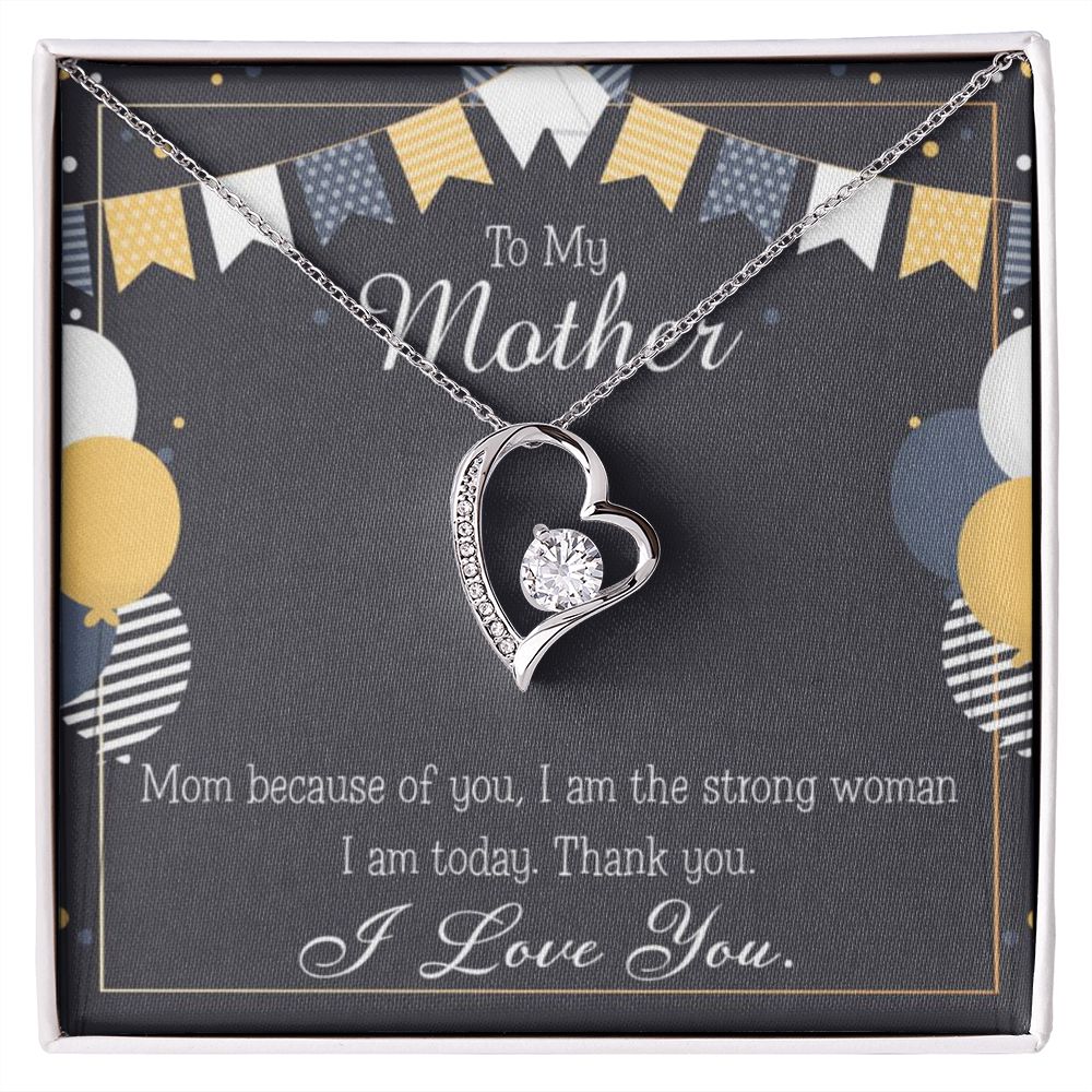 To Mom Because of You Mom Forever Necklace w Message Card-Express Your Love Gifts