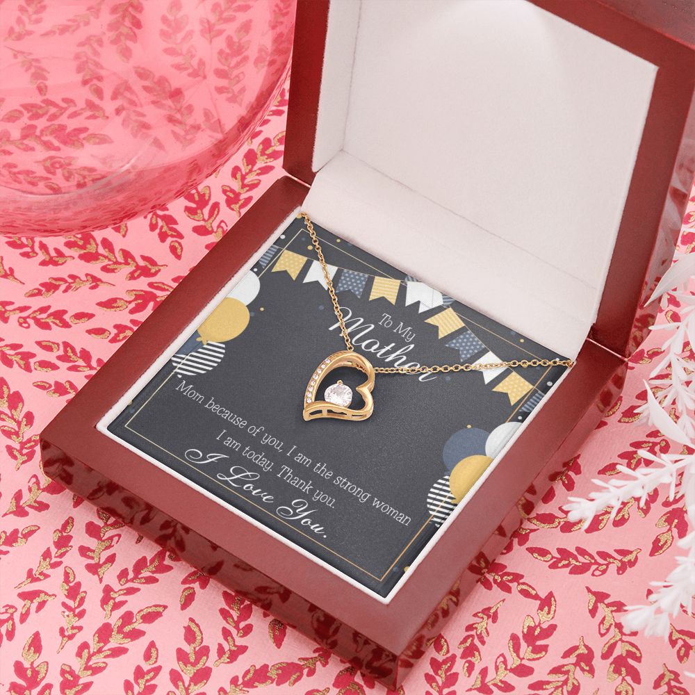 To Mom Because of You Mom Forever Necklace w Message Card-Express Your Love Gifts