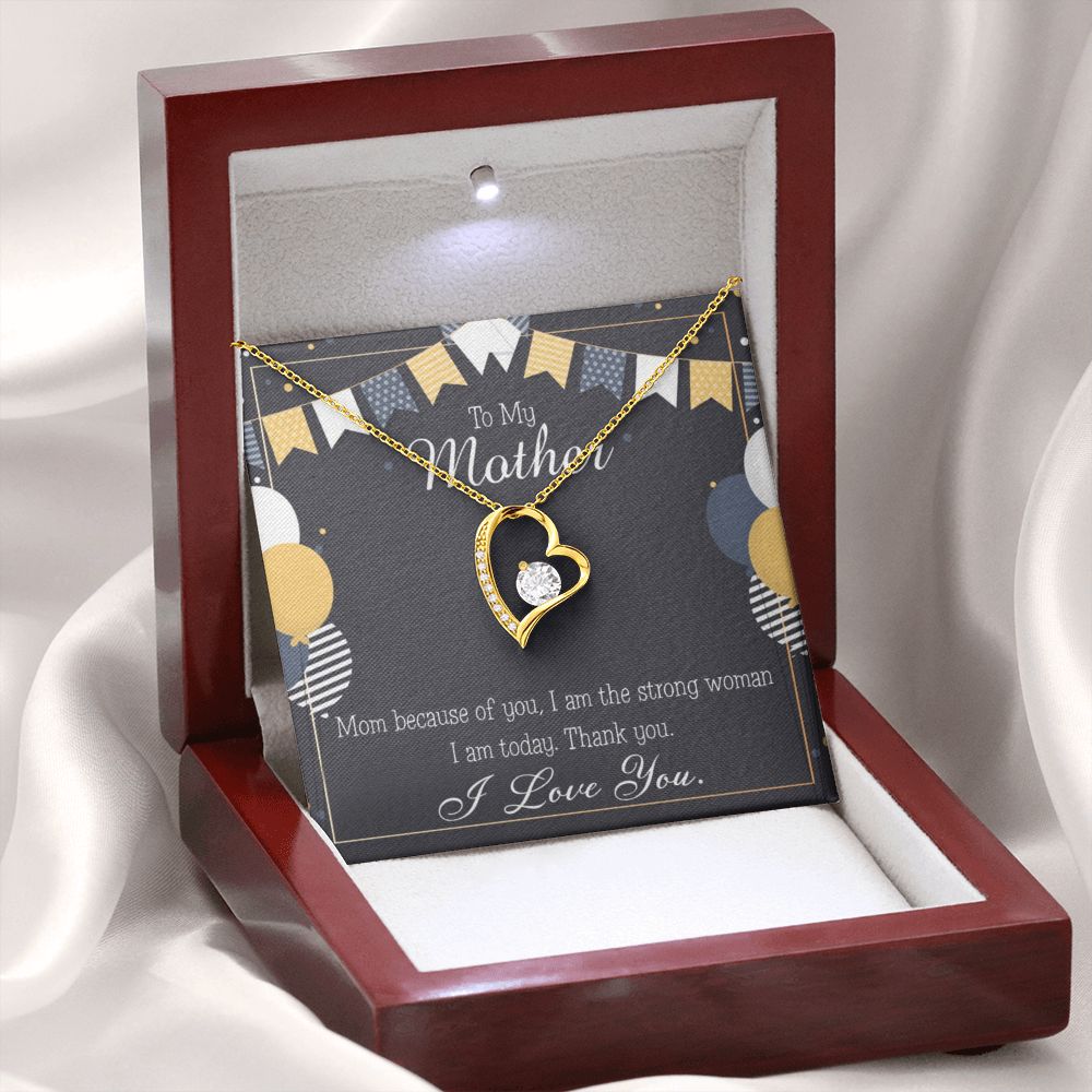 To Mom Because of You Mom Forever Necklace w Message Card-Express Your Love Gifts