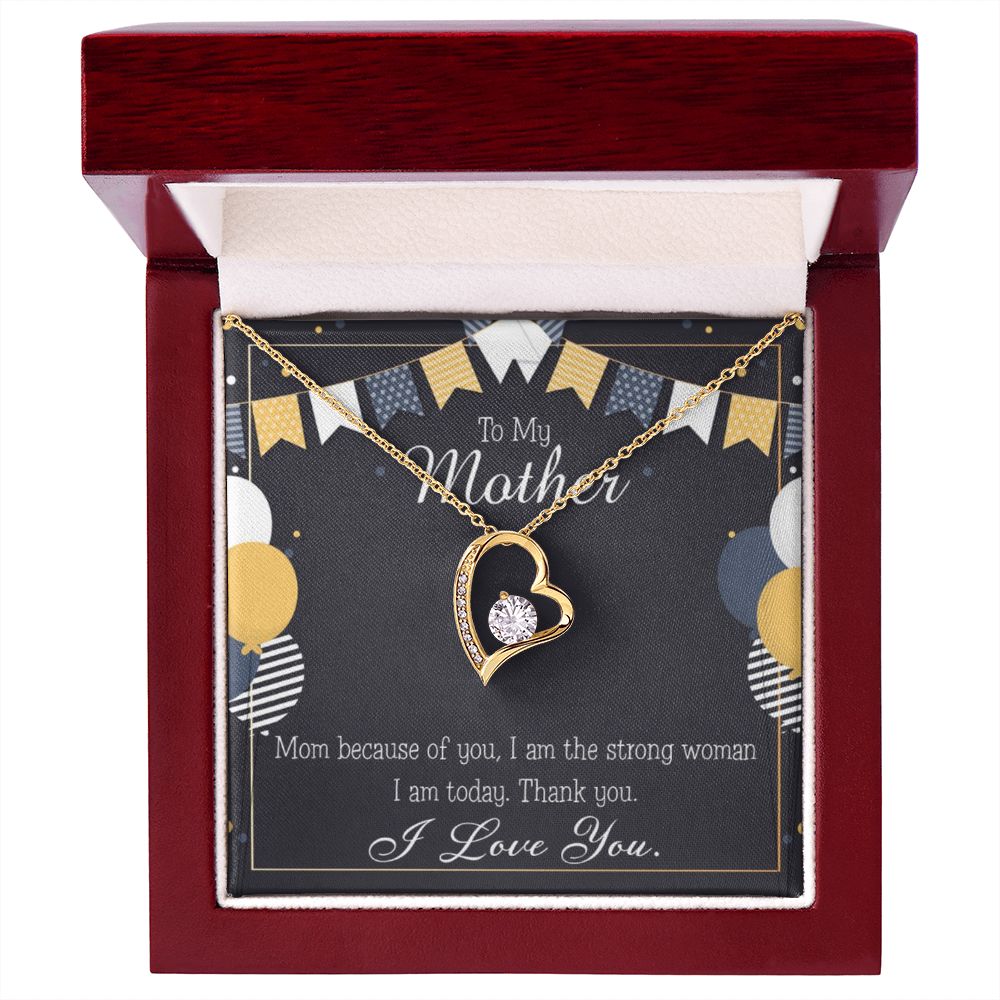 To Mom Because of You Mom Forever Necklace w Message Card-Express Your Love Gifts