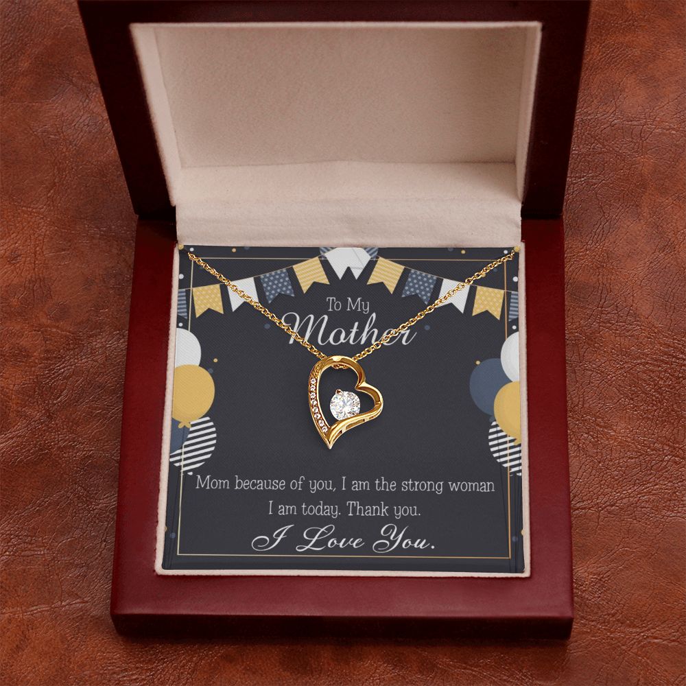 To Mom Because of You Mom Forever Necklace w Message Card-Express Your Love Gifts