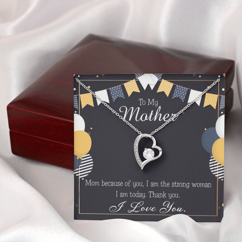 To Mom Because of You Mom Forever Necklace w Message Card-Express Your Love Gifts