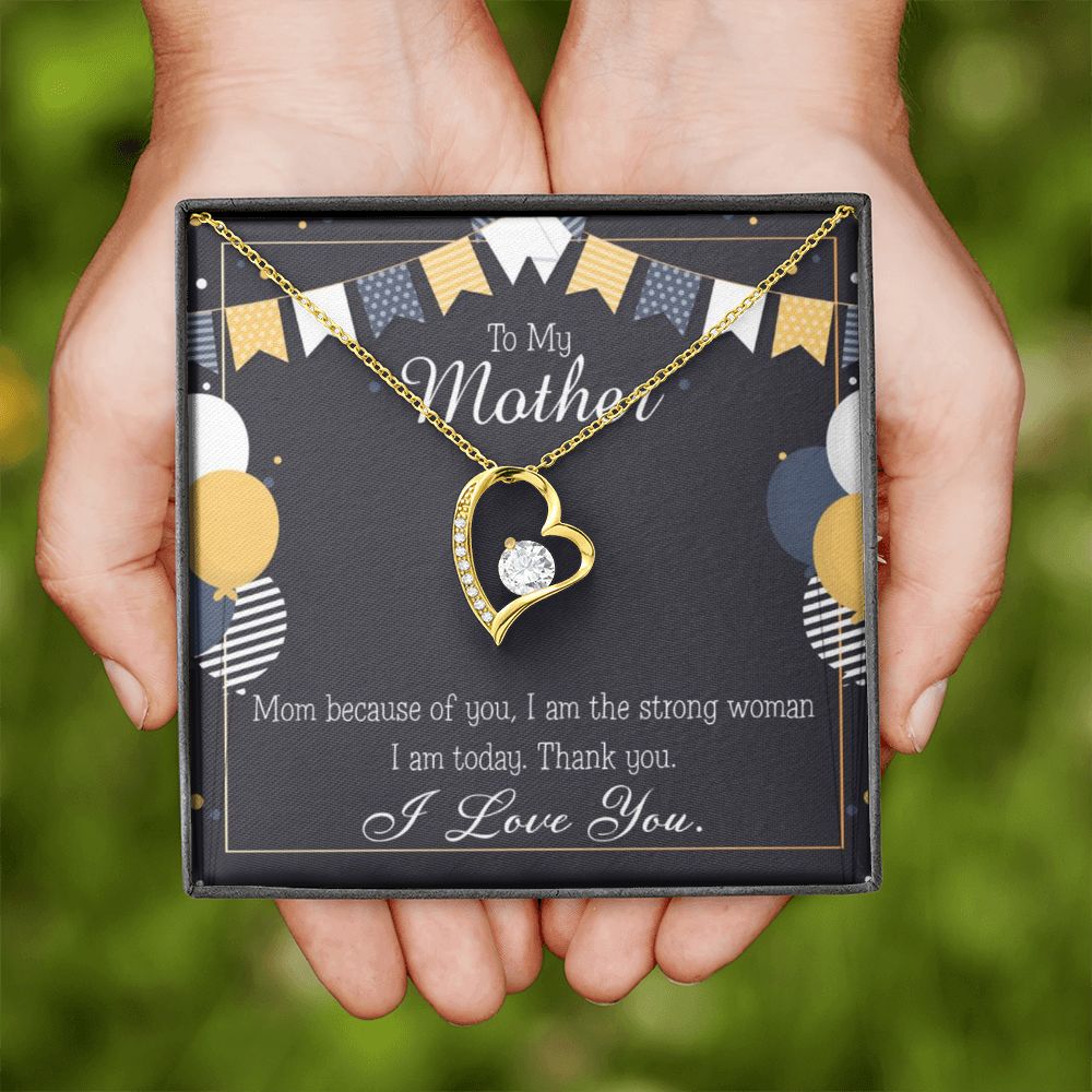 To Mom Because of You Mom Forever Necklace w Message Card-Express Your Love Gifts