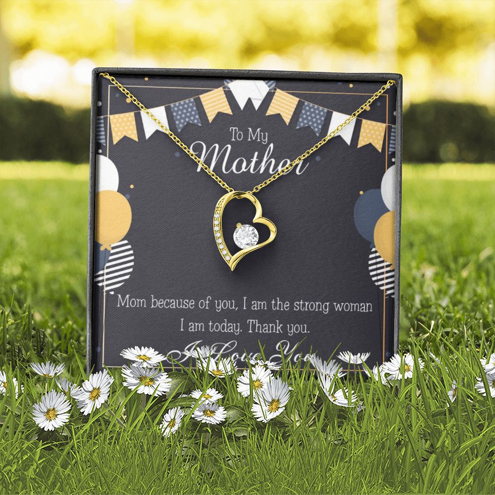 To Mom Because of You Mom Forever Necklace w Message Card-Express Your Love Gifts