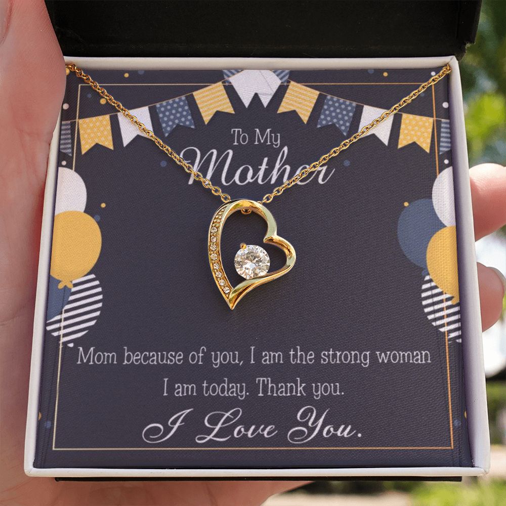 To Mom Because of You Mom Forever Necklace w Message Card-Express Your Love Gifts