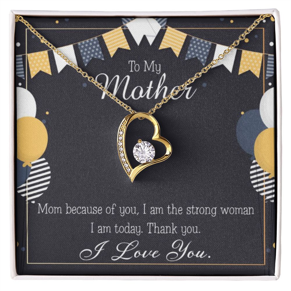 To Mom Because of You Mom Forever Necklace w Message Card-Express Your Love Gifts