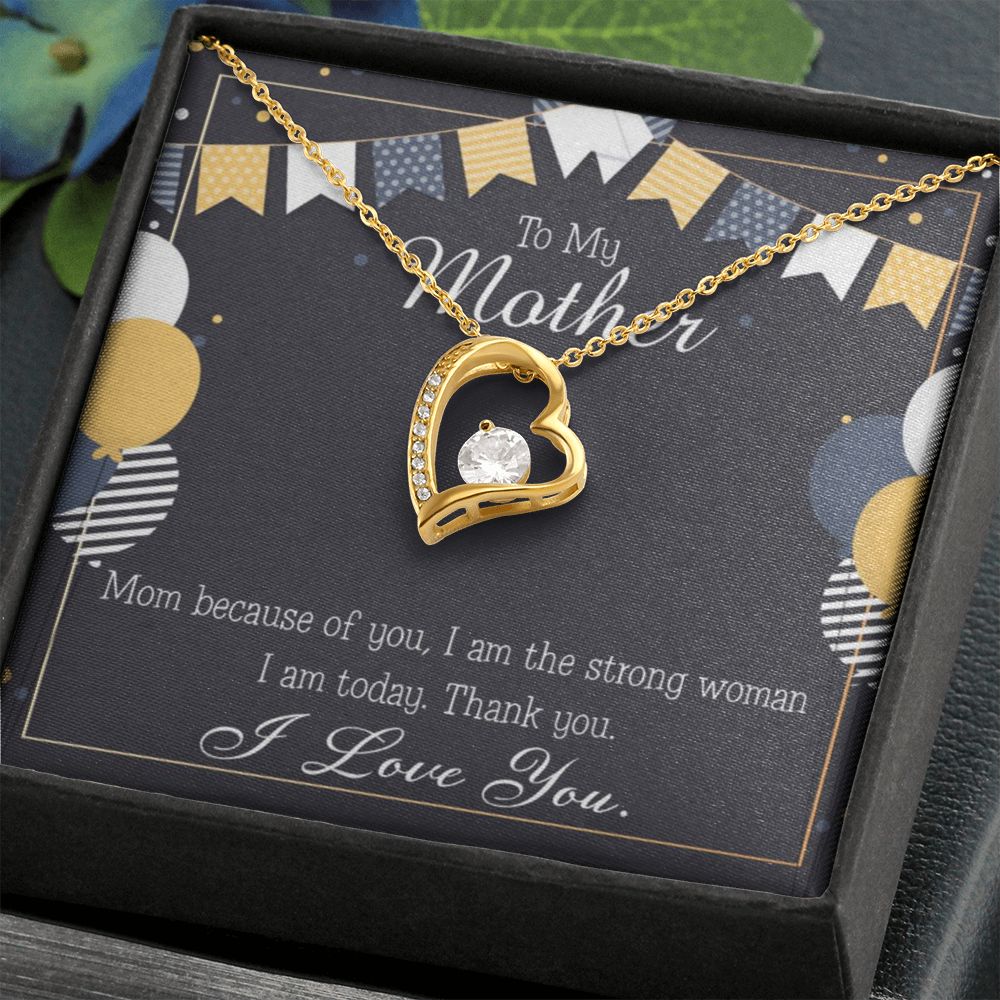 To Mom Because of You Mom Forever Necklace w Message Card-Express Your Love Gifts