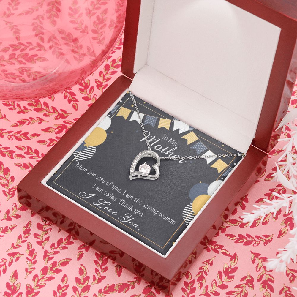 To Mom Because of You Mom Forever Necklace w Message Card-Express Your Love Gifts