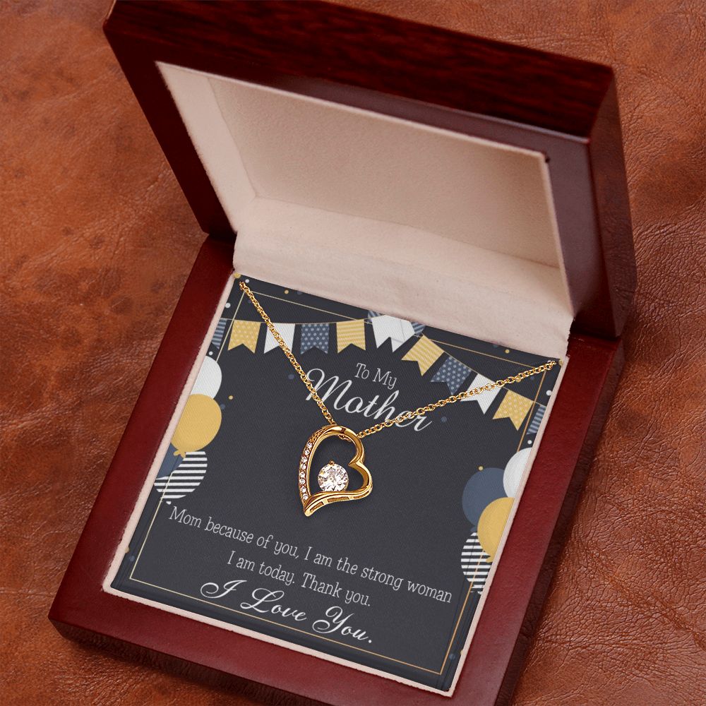 To Mom Because of You Mom Forever Necklace w Message Card-Express Your Love Gifts