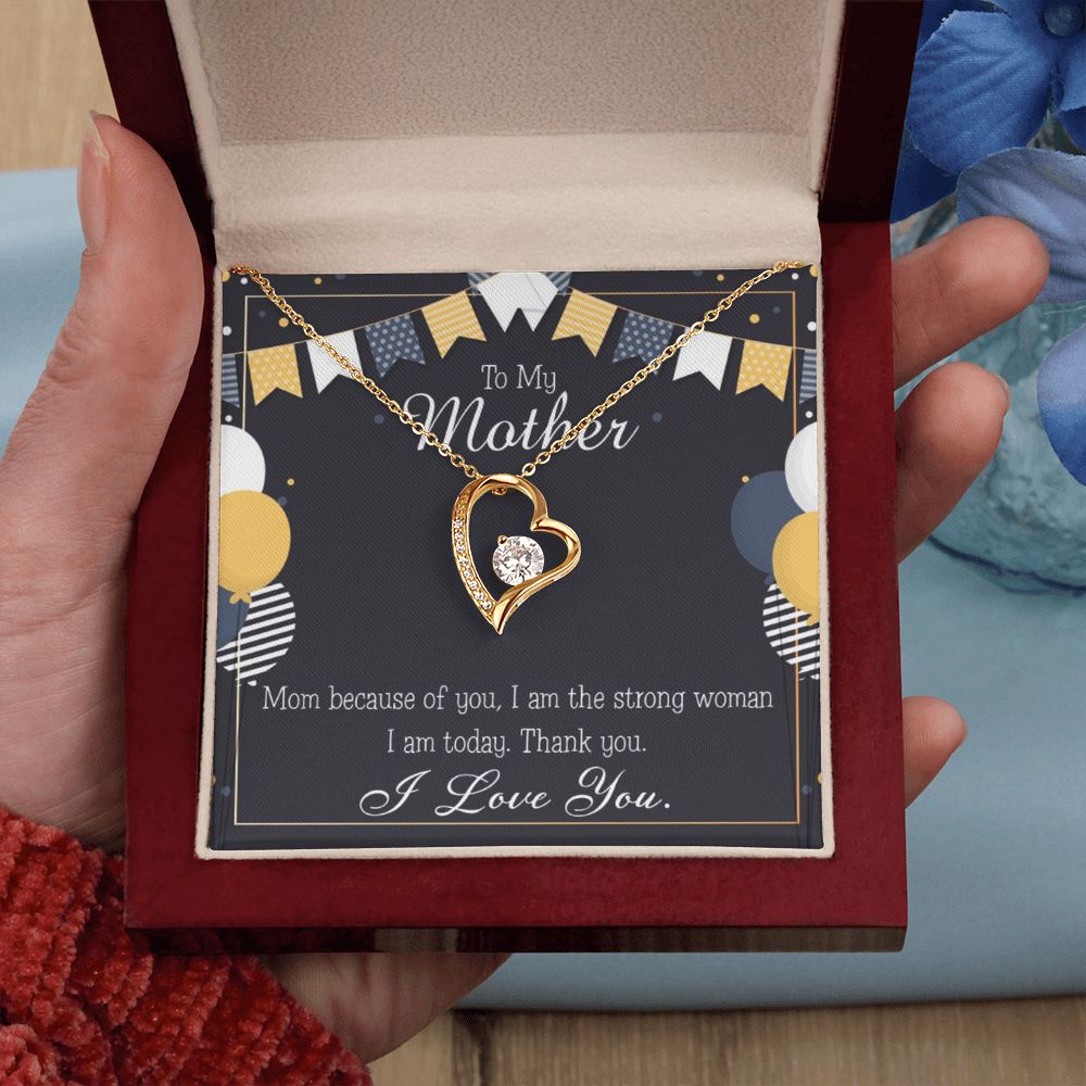 To Mom Because of You Mom Forever Necklace w Message Card-Express Your Love Gifts