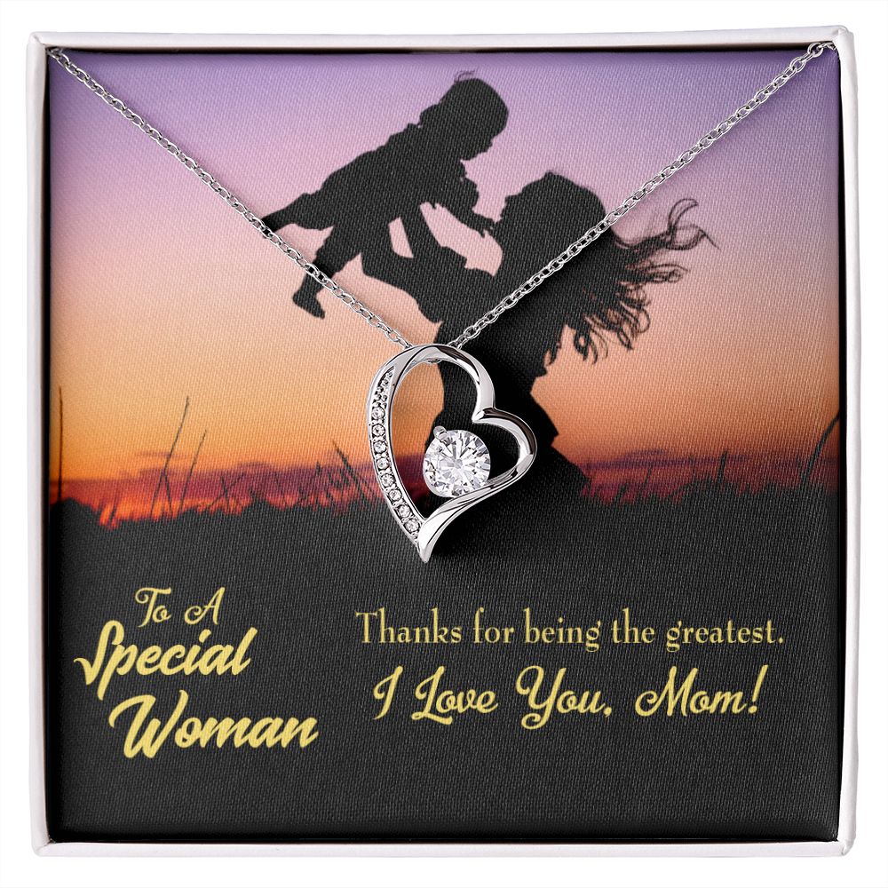 To Mom Being the Greatest Forever Necklace w Message Card-Express Your Love Gifts