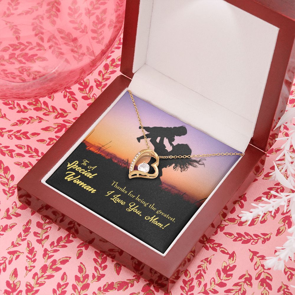 To Mom Being the Greatest Forever Necklace w Message Card-Express Your Love Gifts