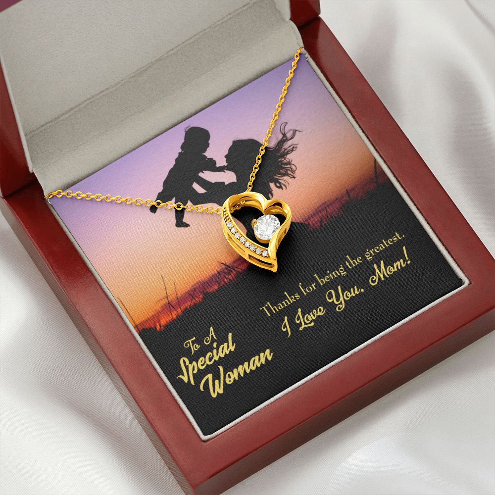 To Mom Being the Greatest Forever Necklace w Message Card-Express Your Love Gifts