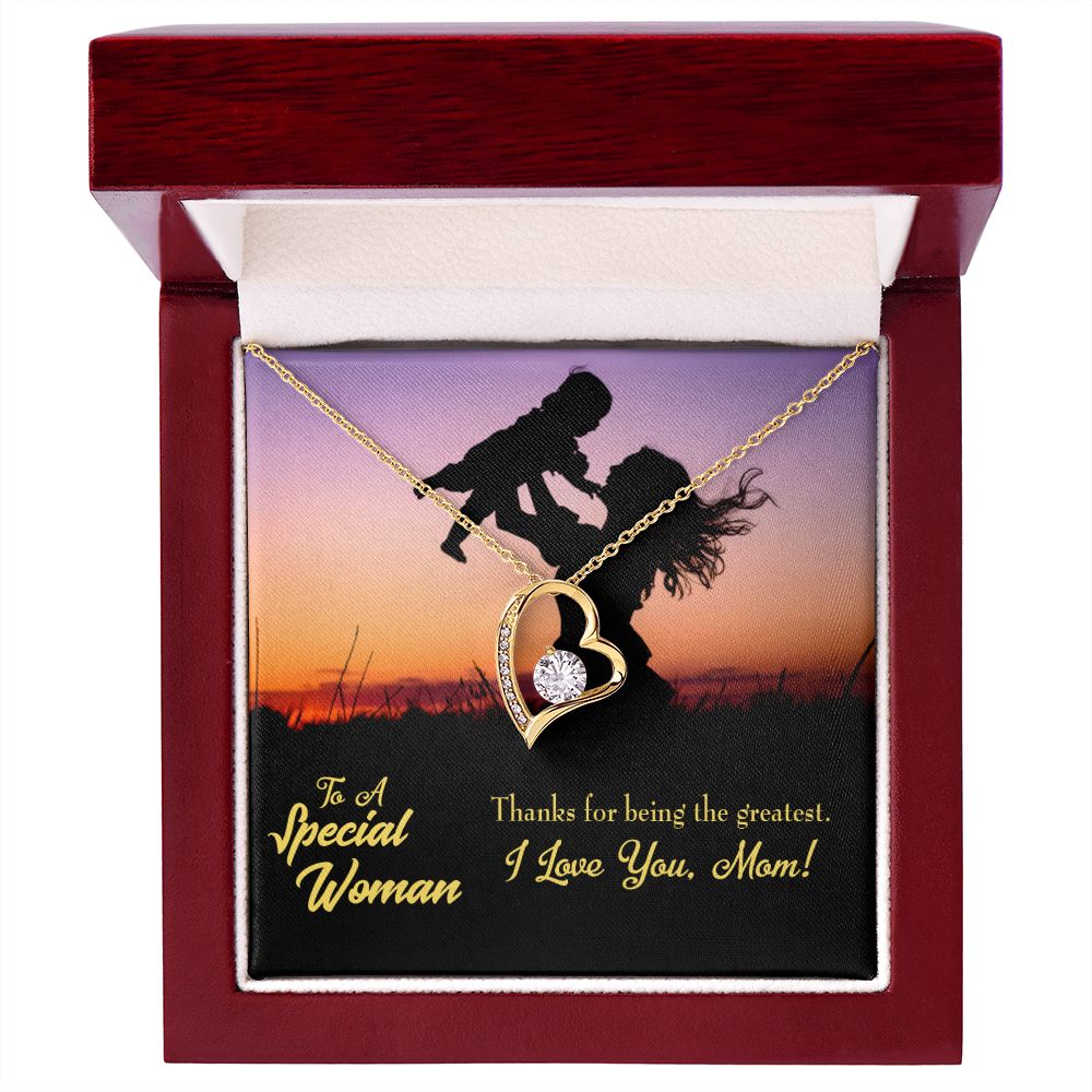 To Mom Being the Greatest Forever Necklace w Message Card-Express Your Love Gifts