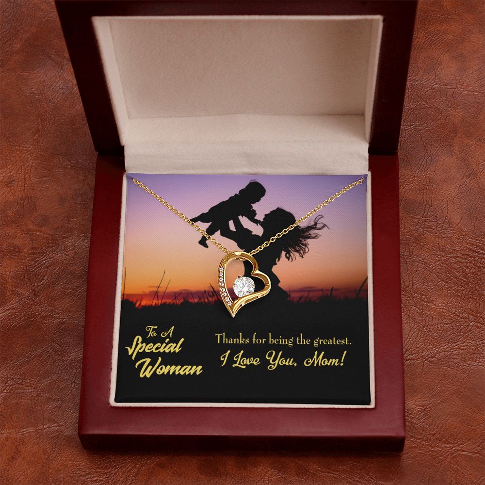 To Mom Being the Greatest Forever Necklace w Message Card-Express Your Love Gifts