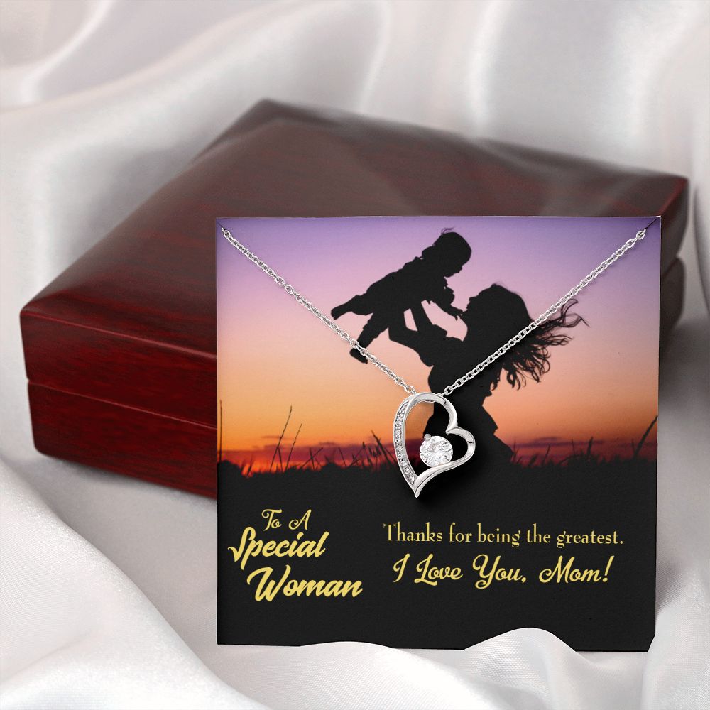 To Mom Being the Greatest Forever Necklace w Message Card-Express Your Love Gifts