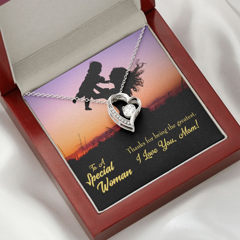 To Mom Being the Greatest Forever Necklace w Message Card-Express Your Love Gifts