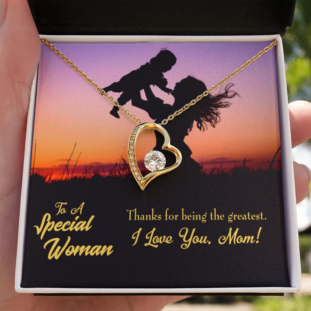 To Mom Being the Greatest Forever Necklace w Message Card-Express Your Love Gifts