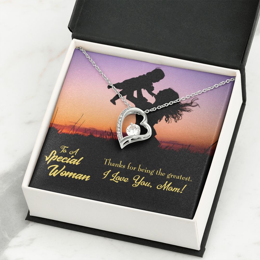 To Mom Being the Greatest Forever Necklace w Message Card-Express Your Love Gifts