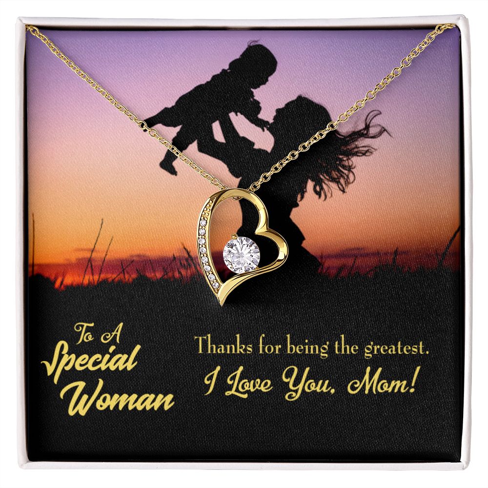 To Mom Being the Greatest Forever Necklace w Message Card-Express Your Love Gifts