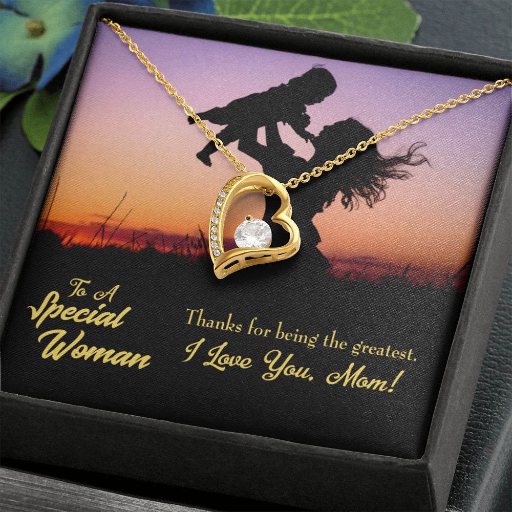 To Mom Being the Greatest Forever Necklace w Message Card-Express Your Love Gifts