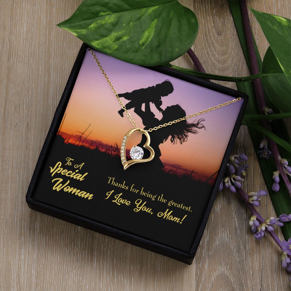 To Mom Being the Greatest Forever Necklace w Message Card-Express Your Love Gifts