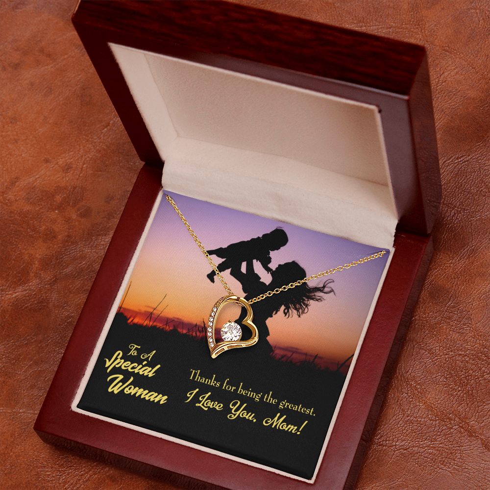 To Mom Being the Greatest Forever Necklace w Message Card-Express Your Love Gifts