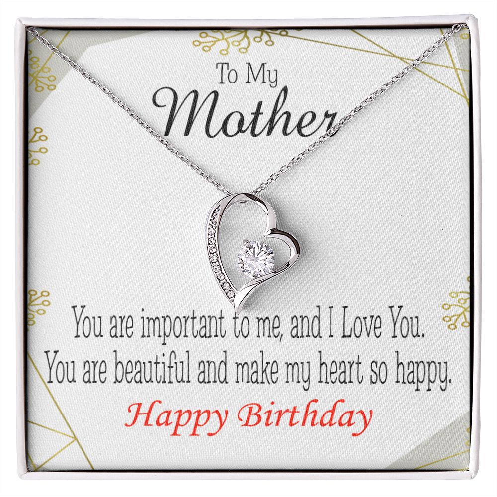 To Mom Birthday Message Beautiful Lady Mom Forever Necklace w Message Card-Express Your Love Gifts