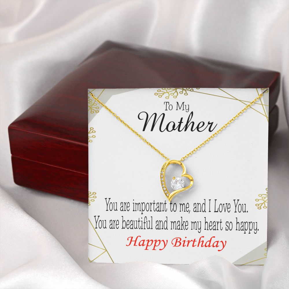 To Mom Birthday Message Beautiful Lady Mom Forever Necklace w Message Card-Express Your Love Gifts