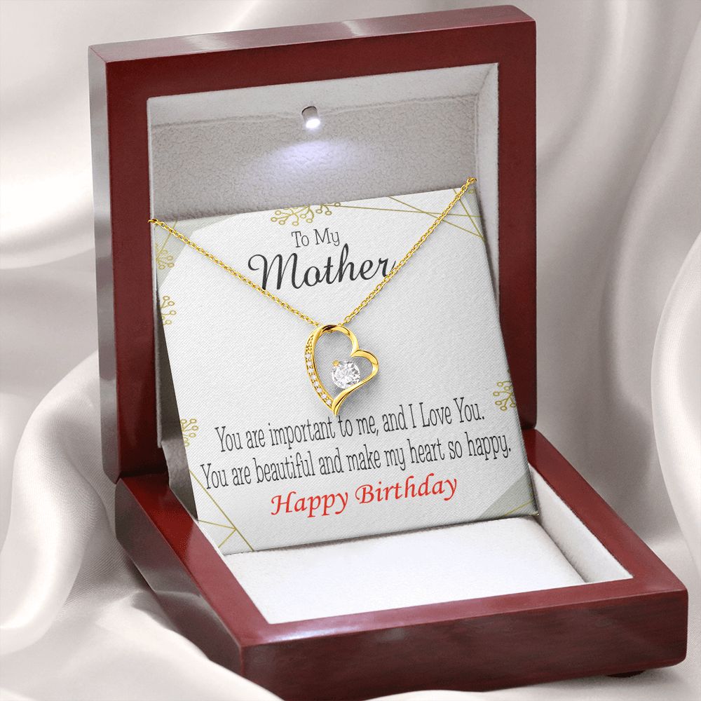 To Mom Birthday Message Beautiful Lady Mom Forever Necklace w Message Card-Express Your Love Gifts