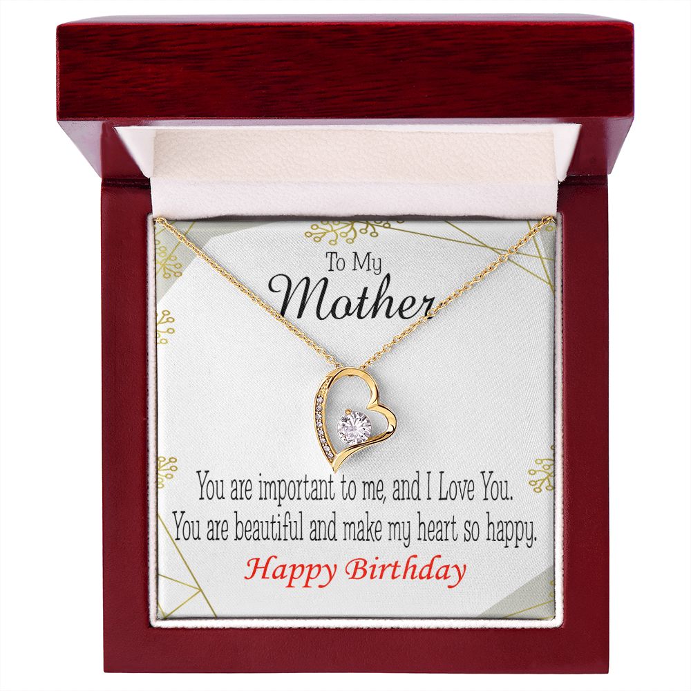 To Mom Birthday Message Beautiful Lady Mom Forever Necklace w Message Card-Express Your Love Gifts