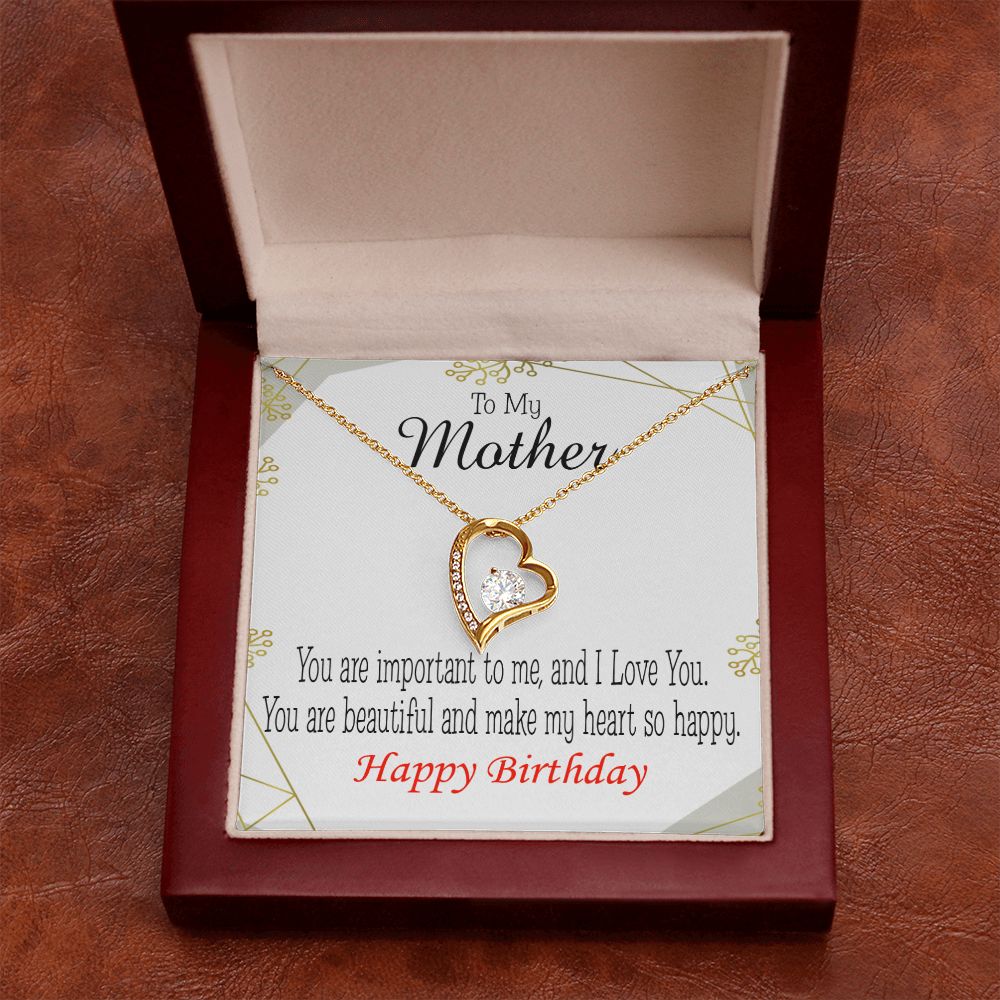 To Mom Birthday Message Beautiful Lady Mom Forever Necklace w Message Card-Express Your Love Gifts