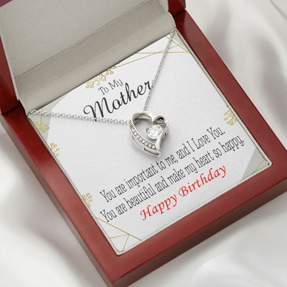 To Mom Birthday Message Beautiful Lady Mom Forever Necklace w Message Card-Express Your Love Gifts